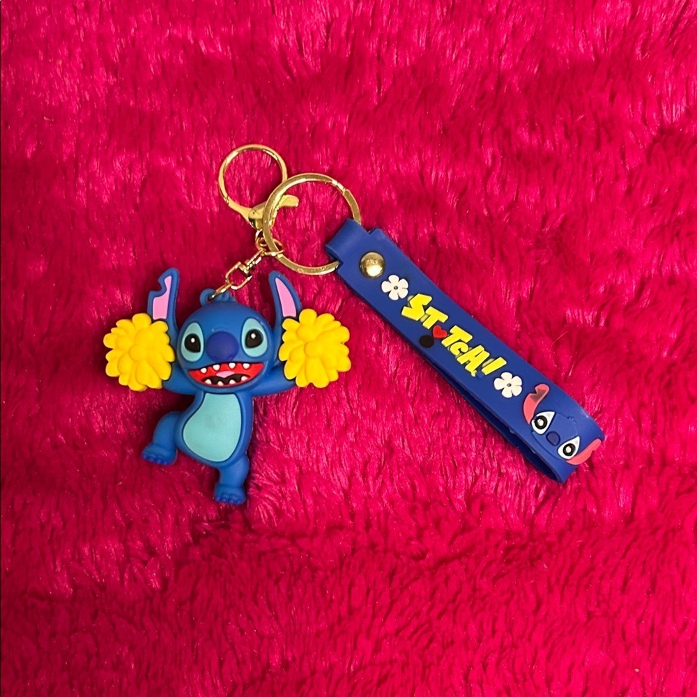 Stitch Keychain with Blue and Yellow Accents